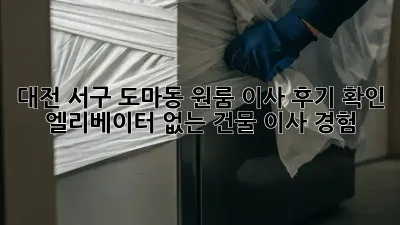 대전 서구 도마동 원룸 이사 후기 확인: 엘리베이터 없는 건물 이사 경험